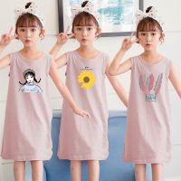 女童睡裙纯棉夏韩版可爱卡通背心连衣裙女孩中大童儿童睡衣女睡裙X8