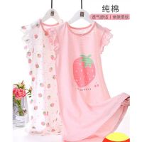 女童睡裙夏天薄儿童纯棉短袖小女孩公主风宝宝中大童睡衣母女亲子