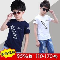 男童纯棉短袖恤2019新款儿童夏装中大童男孩半袖体恤衫帅气上衣Z9