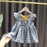 1-5岁女宝宝薄款透气连衣裙女婴儿童夏季3女童亲肤时尚格子背心裙D7