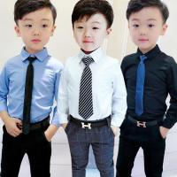 2020新款儿童长袖白衬衫男童蓝色纯棉春夏小童宝宝大童黑色衬衣夏H5