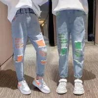 童装女童裤子2020春秋新款中大童女童牛仔裤休闲小女孩儿童长裤子