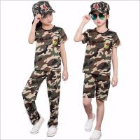 儿童迷彩服套装男女童演出服春夏中小学短袖运动会户外拓展集训服