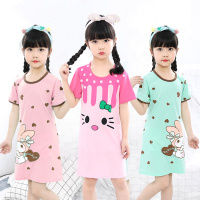 儿童睡衣纯棉女童睡裙夏季薄款短袖连衣裙女孩中大童空调家居服