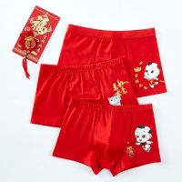 男童纯棉本命年大红内裤儿童内裤男孩学生中大童平角四角内裤短裤