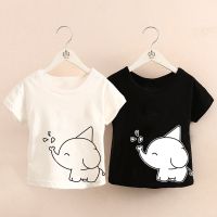 女童纯棉短袖恤儿童夏装新款白色卡通印花上衣中小童圆领打底衫