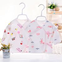 2件装新生儿单件上衣婴儿内衣0-3-6个月新生婴儿单件衣系带和尚服