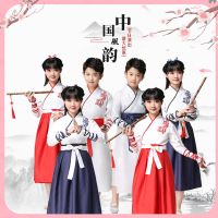 元旦儿童汉服中国风改良古装女童襦裙小孩国学服三字经书童演出服