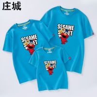 亲子装短袖恤春夏装全家装20年新款潮母女装一家三口家庭芝麻街C9