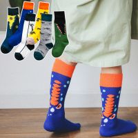 恐龙怪兽男童潮袜子纯棉中筒袜1-3-5-8岁儿童高筒棉袜女童小腿袜