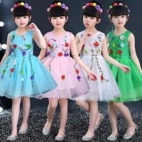 新款六一儿童演出服公主裙女童蓬蓬纱裙合唱服主持礼服舞蹈表演服