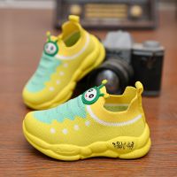 男童网鞋2020春夏季透气飞织单鞋毛毛虫套脚鞋女儿童休闲运动鞋子