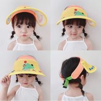 儿童帽子2-12岁夏天男孩卡通防紫外线儿童空顶帽女宝宝大檐遮阳帽