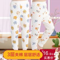 儿童加厚棉毛裤男童纯棉三层夹棉秋裤线裤打底裤女童保暖裤睡衬裤