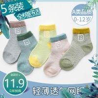 [五对装]卓上棉品少年儿童袜纯色儿童袜全棉网眼袜婴儿袜子新款