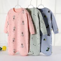 儿童睡袍长袖薄款小童浴袍宝宝连体婴儿睡裙短袖春秋夏纯棉0-5岁