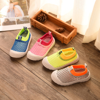 夏季休闲糖果色童鞋男防滑魔术贴实心软底女童鞋透气镂空运动网鞋