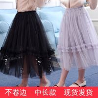 女童纱裙半身裙春夏秋中大童网纱公主韩版儿童百褶舞蹈中长款裙子