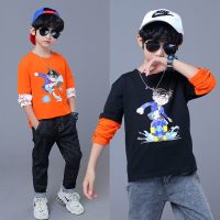 男童长袖恤秋装纯棉儿童外穿大童男装打底衫白色上衣小孩子衣服