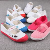 正品国途青岛环球童鞋儿童舞蹈鞋男女童小白鞋帆布鞋体操鞋