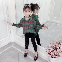 女童衬衫春秋2020新款韩版中大童洋气小女孩儿童春秋格子衬衣上衣