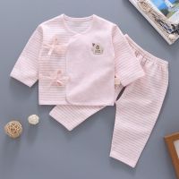 新生儿衣服宝宝秋装纯棉内衣套装0-3-6月婴儿春秋和尚服斜襟系带