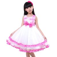 女童连衣裙夏装女宝宝背心裙中大童玫瑰花无袖公主裙蓬蓬纱演出服