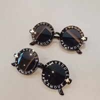 儿童太阳镜小孩防紫外线眼镜宝宝眼镜韩版男女童黑色时尚字母墨镜