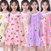 儿童睡衣夏季女童睡裙女孩短袖睡裙中大童卡通公主背心裙薄家居服
