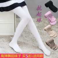 春秋款儿童弹力抗起球连裤袜女童打底裤袜宝宝连脚舞蹈袜白色丝袜