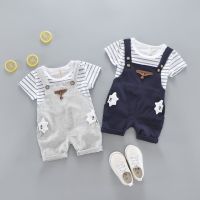 童装男宝宝夏装背带裤套装0-1-2-3岁婴儿服装夏季女童夏天衣服潮4