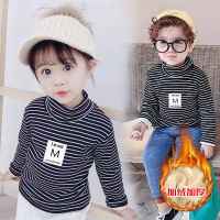 儿童半高领加绒加厚打底衫男童女童宝宝保暖上衣秋衣单件内衣秋冬
