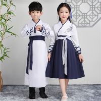 儿童古装汉服男女童国学表演服装学生幼儿弟子规书童演出服三字经