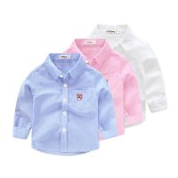 男童棉长袖衬衫春装春秋童装儿童宝宝白色衬衣2岁8小童寸潮