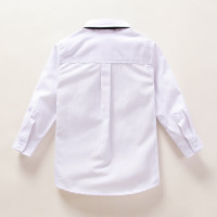 男童衬衫长合唱儿童校服宝宝纯棉衬衣白色表演出服花童领结款
