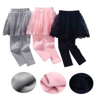 2019女童秋冬季新款全棉蕾丝假两件裙裤卡通韩版裤子