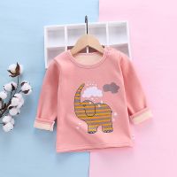 秋冬宝宝保暖内衣儿童加绒单件上衣圆领1-2-3-4-5岁6男女童打底衫