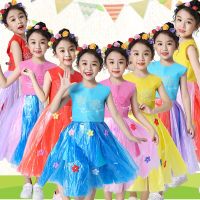 新款儿童刺绣环保服手工制作时装秀演出服幼儿园服装女亲子走秀裙