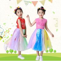 新款儿童环保服手工制作时装秀演出服幼儿园服装女亲子走秀裙