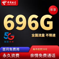 中国电信0月租流量大王卡无限流量全国不限速上网通用4g电话手机卡5g无线不限量电信物联卡随身wifi卡