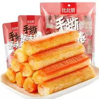 比比赞手撕蟹味棒[香辣味]180g(内含20小包)蟹柳即食蟹棒小包装辣味零食海味休闲卤味食品小吃的