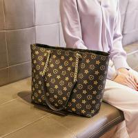 简约女士手提大包单肩包2020年新款时尚老花大容量托特包百搭女包