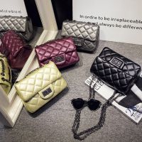 2019新款女士小包包韩版潮流简约菱格链条包羊纹单肩斜挎包包