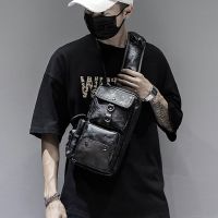 胸包男真皮牛皮胸前包休闲男士单肩斜挎包韩版潮流学生腰包小背包