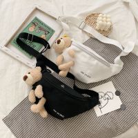 斜挎包女学生韩版百搭帆布胸包2020新款潮网红可爱小熊包