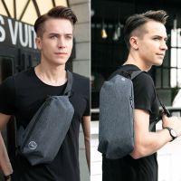 卡尼路腰包男单肩包男士胸包 斜挎包包帆布多功能小包潮流休闲男