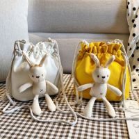 可爱玩偶小包包女2019新款韩版ins卡通帆布水桶包百搭单肩斜挎包