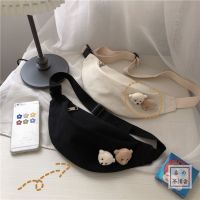 茶话会韩国ins古着感少女小熊胸包女日系原宿学生腰包童趣小挎包