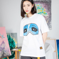 [无珉]2021新款夏装天使眼哭泣眼罩女孩短袖T恤全棉上衣