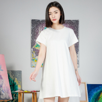[无珉]2021新款夏装芙蓉棉宽松短袖T恤裙子